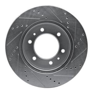 Hummer H3 Brake Rotor (1) - Front Left - R1 Concepts - Drilled & Slotted - Silver - `06-`10